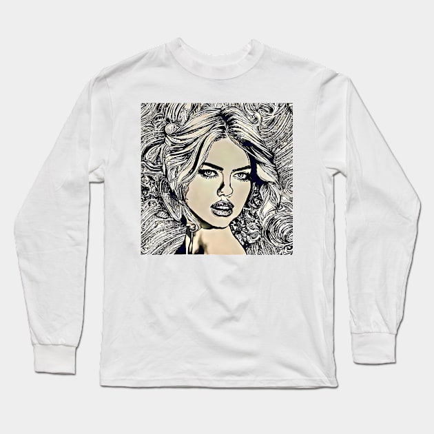 Face of Kate Long Sleeve T-Shirt by bogfl